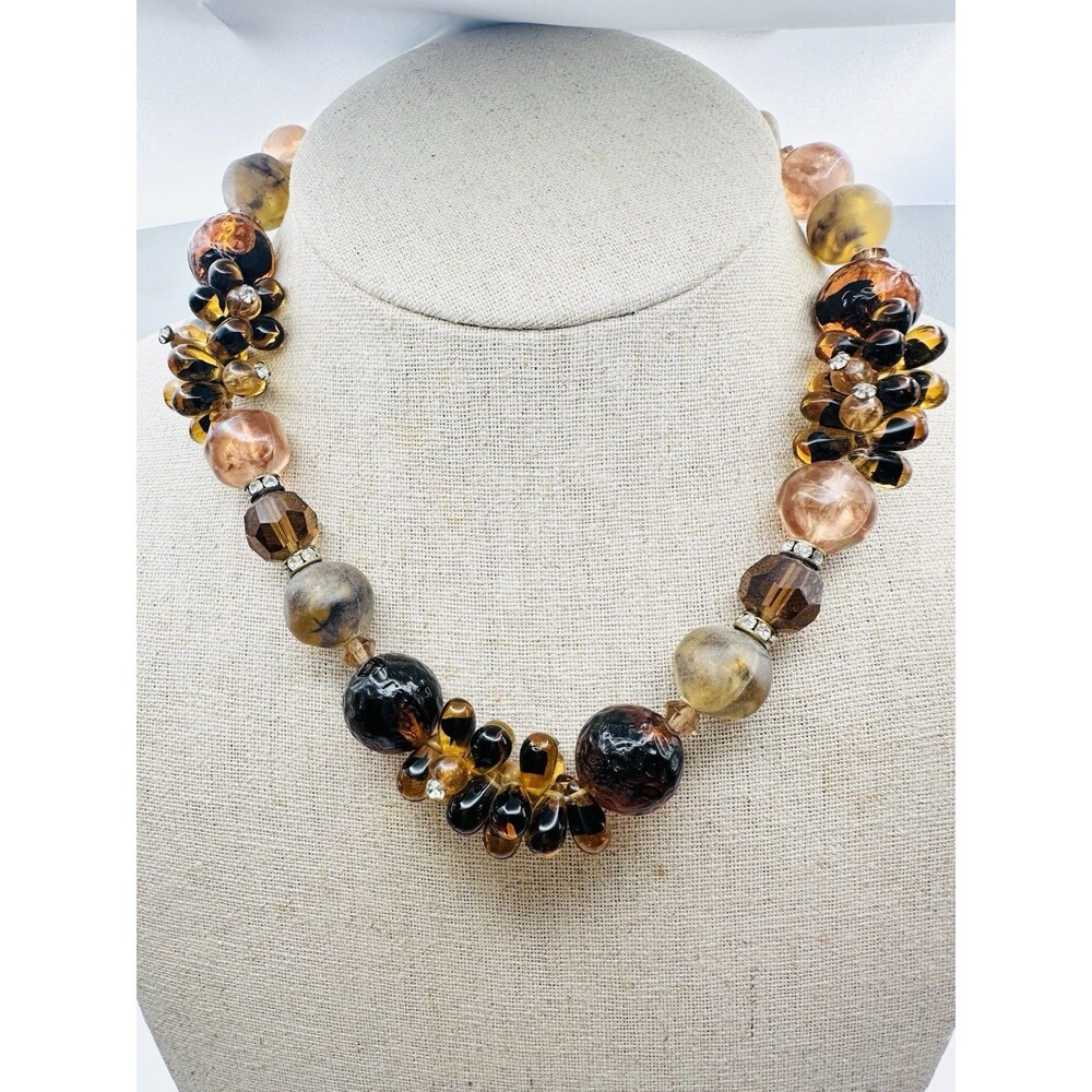 Vintage Western Germany Amber Color Bead Necklace 17”